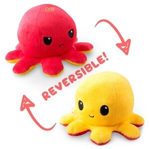 Reversible Octopus Plush Toy - Red and Yellow